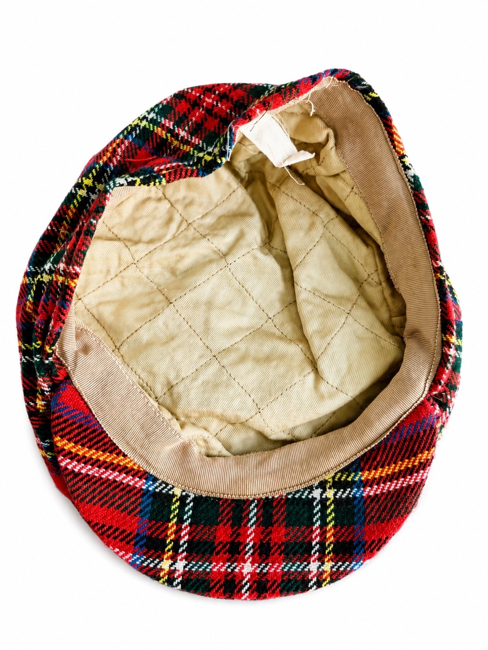 Vintage Red Tartan Plaid Newsboy Cap Size 6 7/8 - Picture 3 of 7